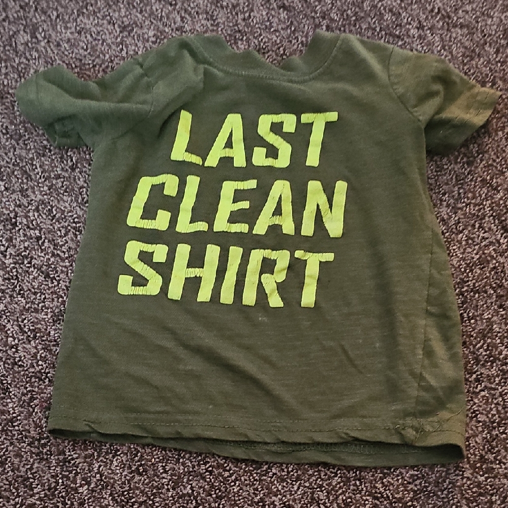 Olive Green Kids Tee with Fun Print